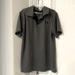 UA Under Armour Boys Youth Performance Heat Gear Polo Shirt Grey Large